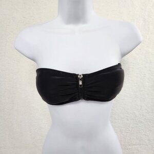 Bikini Black Zipper Front Strapless Women's Small